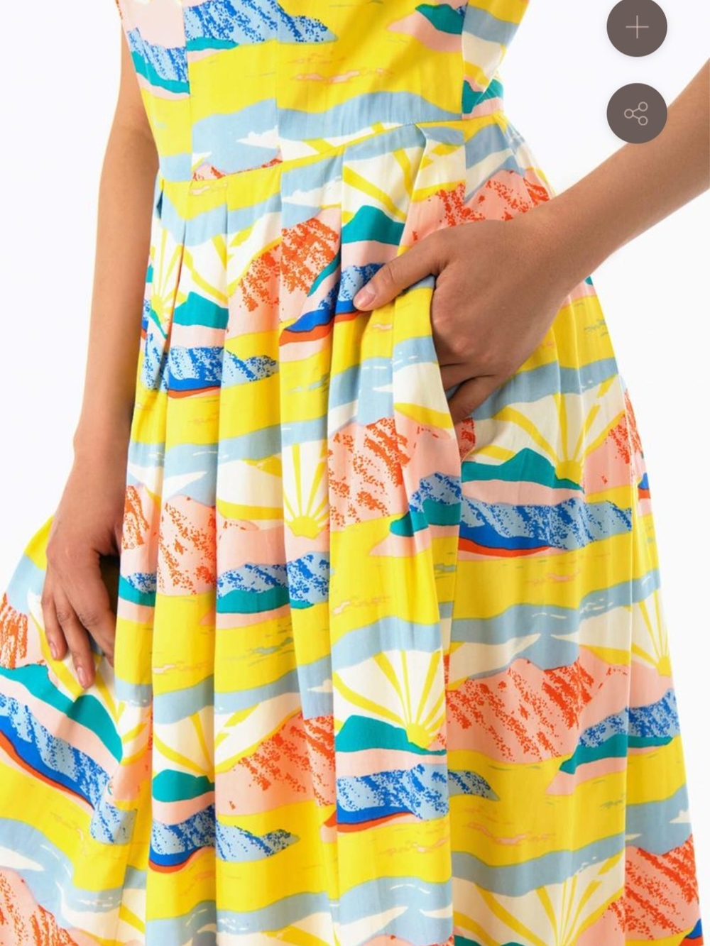 Emily And Fin Josie Bright Yellow Multicolor Sleeveless Dress Size 14UK - Picture 4 of 4